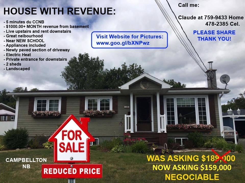 House for Sale 25 Dover Street Campbellton, NB
